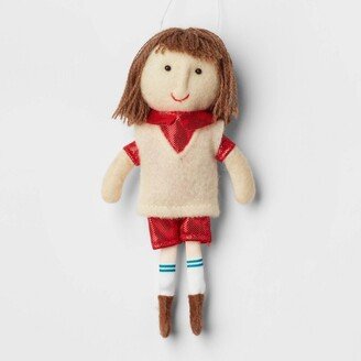 Fabric Figurine Wearing Vest and Shorts Christmas Tree Ornament Beige/Red - Wondershop™