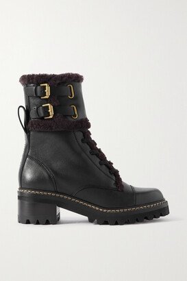 Mallory Shearling-lined Leather Combat Boots - Black-AA