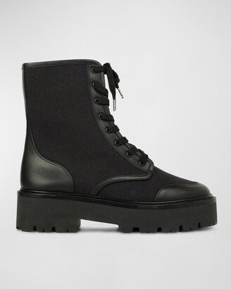 Sierra Mixed Leather Combat Boots