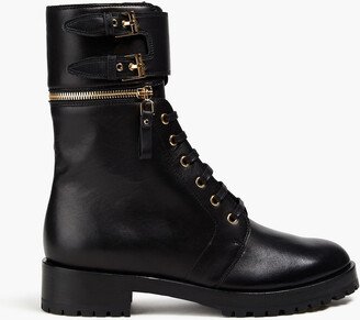 Zip-detailed leather combat boots