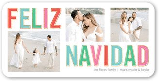 Christmas Cards: Big Feliz Tarjeta De Navidad, Orange, 4X8, Feliz Navidad, Signature Smooth Cardstock, Rounded