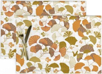 Gingko Botanical Placemats | Set Of 2 - Leaf By Flower Lady Design Fall Colors Cloth Spoonflower