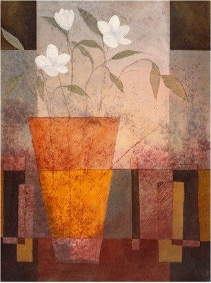 Pablo Esteban White Flowers in Orange Vase Canvas Art - 27