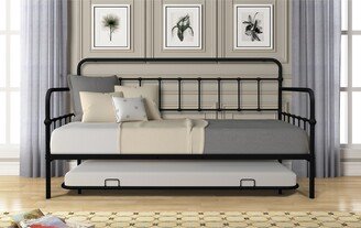 TOSWIN Metal Frame Daybed with Trundle, Solid Construction, Stylish Design, Twin Size, Space-Saving