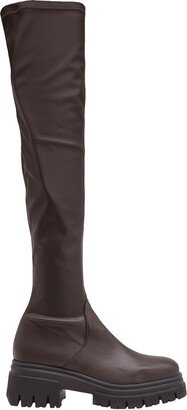 Stretch Over-the-knee Lug Sole Boots Knee Boots Dark Brown