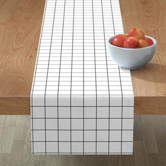 Table Runners: Windowpane Square Grid - Black And White Table Runner, 72X16, White