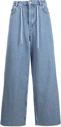 Wide-Leg Drawstring Jeans-AA