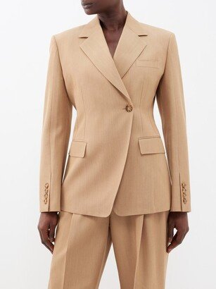 Oblique-front Wool Suit Jacket