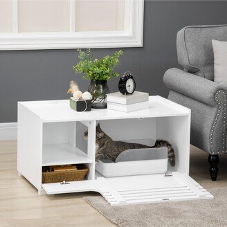 Cat Hidden Litter Box Enclosure Side Table, Cat Washroom Storage with Spacious Space, Large Front Door with Hinges, Elevated Bottom, for Indoor