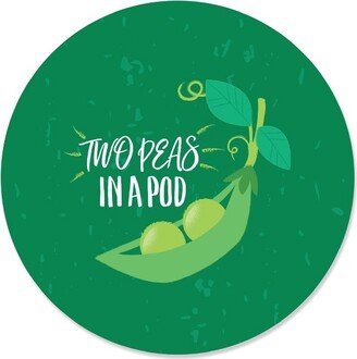 Big Dot of Happiness Double the Fun - Twins Two Peas in a Pod - Baby Shower or First Birthday Party Circle Sticker Labels - 24 Count