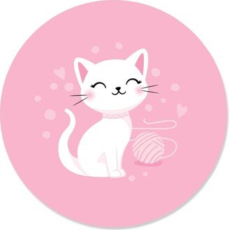 Big Dot Of Happiness Purr-fect Kitty Cat - Kitten Meow Party Circle Sticker Labels - 24 Ct