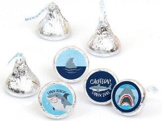 Big Dot of Happiness Shark Zone - Jawsome Shark Birthday Round Candy Sticker Favors - Labels Fits Chocolate Candy (1 sheet of 108)