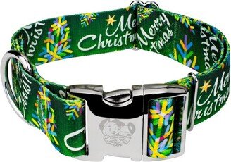 Country Brook Petz 1 1/2 Inch Premium Christmas Cheer Dog Collar (Medium)