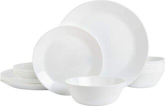 Home Ultra Break and Crack Resistant 18 Piece Microwave and Dishwasher Safe Dinnerware Set with Clean Opal Glass Finish