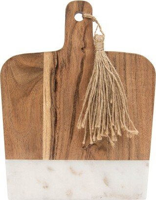 Small White Wood, Marble & Jute Cutting Board