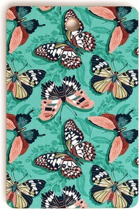 Heather Dutton Mariposa Boho Butterflies Aqua Rectangle Cutting Board