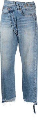 Off-Centre Distressed Denim Trousers