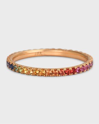 Lisa Nik 18K Rose Gold Rainbow Sapphire Ring, Size 6