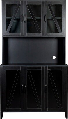 Large Kitchen Pantry Storage Cabinet with Glass Doors