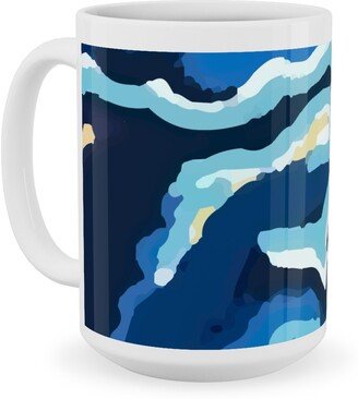 Mugs: Psychedelic Blues Ceramic Mug, White, 15Oz, Blue