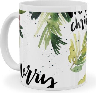 Mugs: Merry Christmas Red Berry Holly Ceramic Mug, White, 11Oz, White