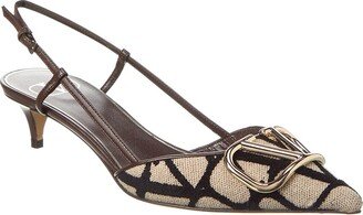 Vlogo 40 Toile Iconographe & Leather Slingback Pump