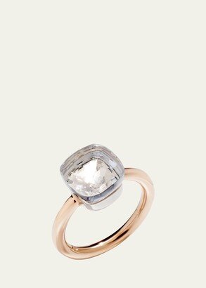 18k Rose and White Gold Nudo Classic Ring with White Topaz