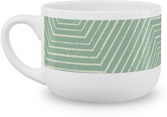 Mugs: Concentric Hexagons Latte Mug, White, 25Oz, Green