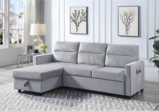 Velvet Reversible Sleeper Sectional Sofa