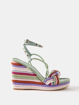 Rockstud 115 Braided-satin Platform Wedges