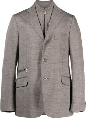 Layered-Design Single-Breasted Blazer