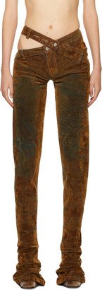 Masha Popova Brown Flocked Jeans