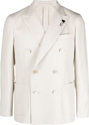 Peak-Lapel Double-Breasted Blazer-AJ