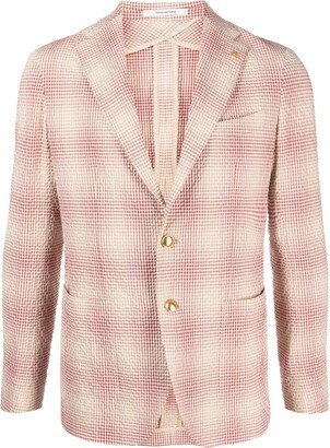 Check-Print Textured-Finish Blazer