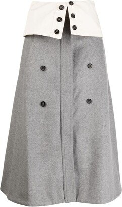 A-line wool-blend midi skirt