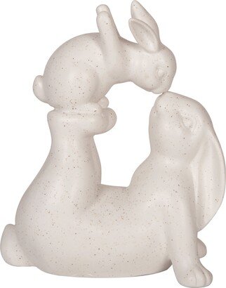 Ceramic 8 White Easter Kissing Bunny Figurine - N/A