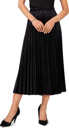 Pleated Velvet Midi Skirt