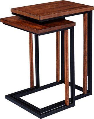 Set of 2 Horsmere Nesting C Tables Black/Brown - Aiden Lane