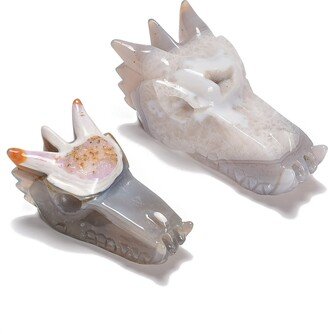 Natural Drusy Agate Hand Carved Dragon Head