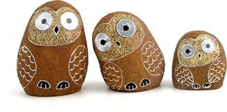 Zaer Ltd Set of 3 Solar Owl Figurines - Small