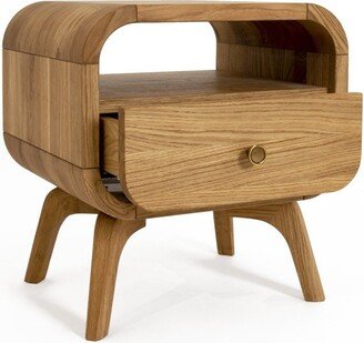 Pair Of Nightstands, Set Bedside Tables With Drawers & Shelf, Side Table, Solid Oak Bedroom Storage Scandinavian Art Deco Nachttisch