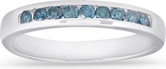 Pompeii3 1/4 cttw Blue Diamond Wedding Ring 14K White Gold Channel Set Stackable Band - Size