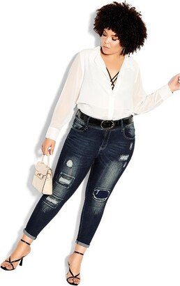 | Women's Plus Size Patched Apple Skinny Jean - mid denim - 16W