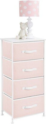 mDesign Baby + Kids Tall Dresser Storage Stand, 4 Removable Drawers, Pink/White