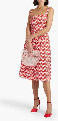 Laura gathered printed cotton-blend poplin dress