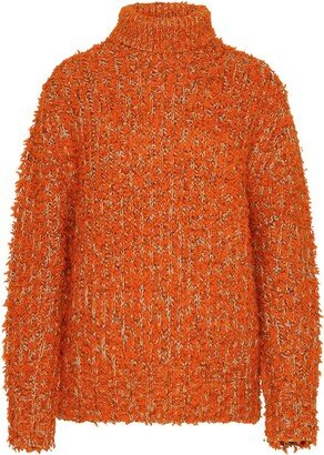 Orange Wool Blend Turtleneck Sweater