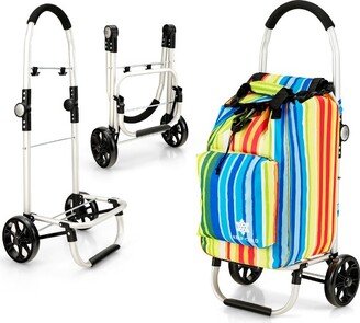 Foldable Shopping Cart Rolling Utility Grocery Trolley Laundry Basket with Bag