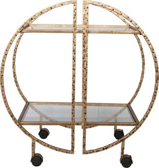 Contemporary Home Living 32.5 Antique Gold and Clear Contemporary Bar Cart