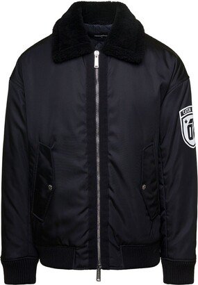 Logo Printed Zip-Up Bomber Jacket