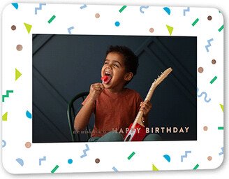 Birthday Greeting Cards: Nineties Confetti Birthday Card, Green, Rose Gold Foil, 5X7, Matte, Personalized Foil Cardstock, Rounded